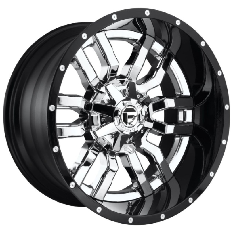 Fuel 2PC Sledge 22X10 ET-13 8X170 125.10 Chrome Plated Gloss Black Lip Fälg