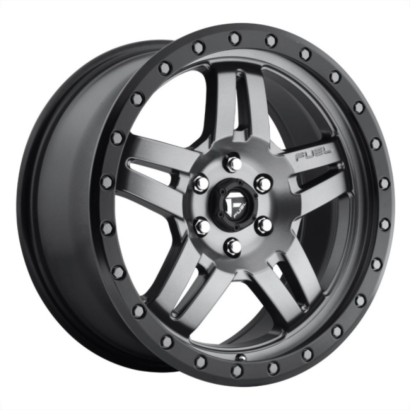 Fuel 1PC Anza 15X10 ET-43 5x114.3 72.56 Matte Gun Metal Black Bead Ring Fälg