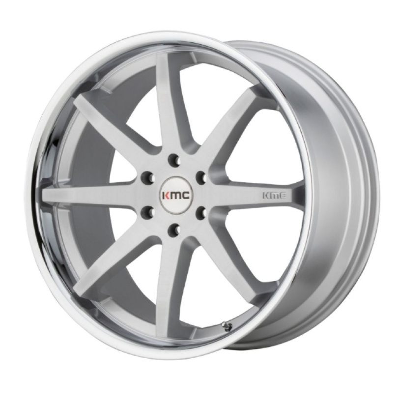 KMC Reverb 22X9.5 ET30 5X120 74.10 Brushed Silver W/ Chrome Lip Fälg