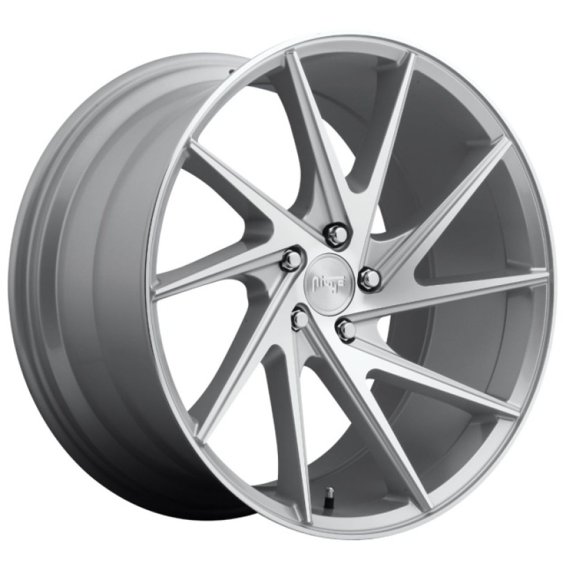 Niche 1PC Invert 20X10.5 ET45 5x114.3 72.56 Gloss Silver Machined Fälg