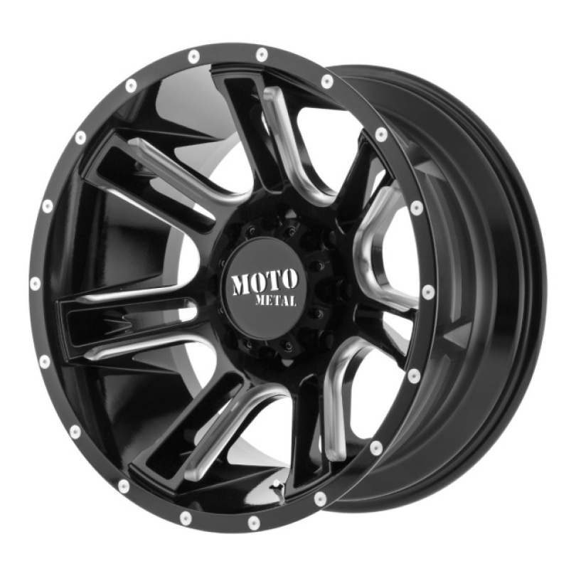 Moto Metal Amp 20X9 ET0 5x127 72.60 Gloss Black Milled Fälg